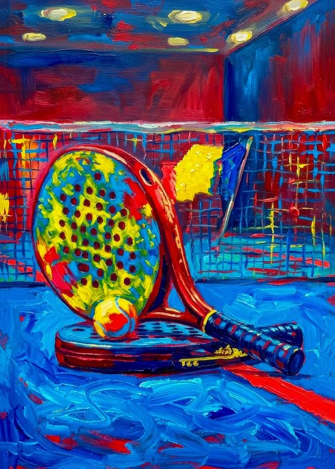 Vibrant Abstract Padel Racket Painting