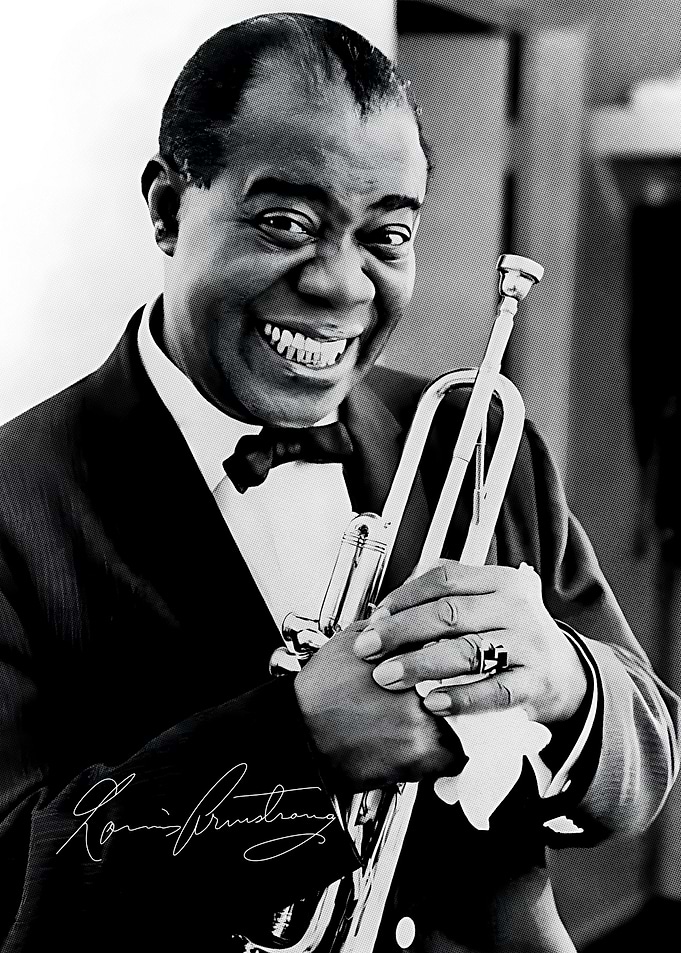 Louis Armstrong Portrait with Trumpet