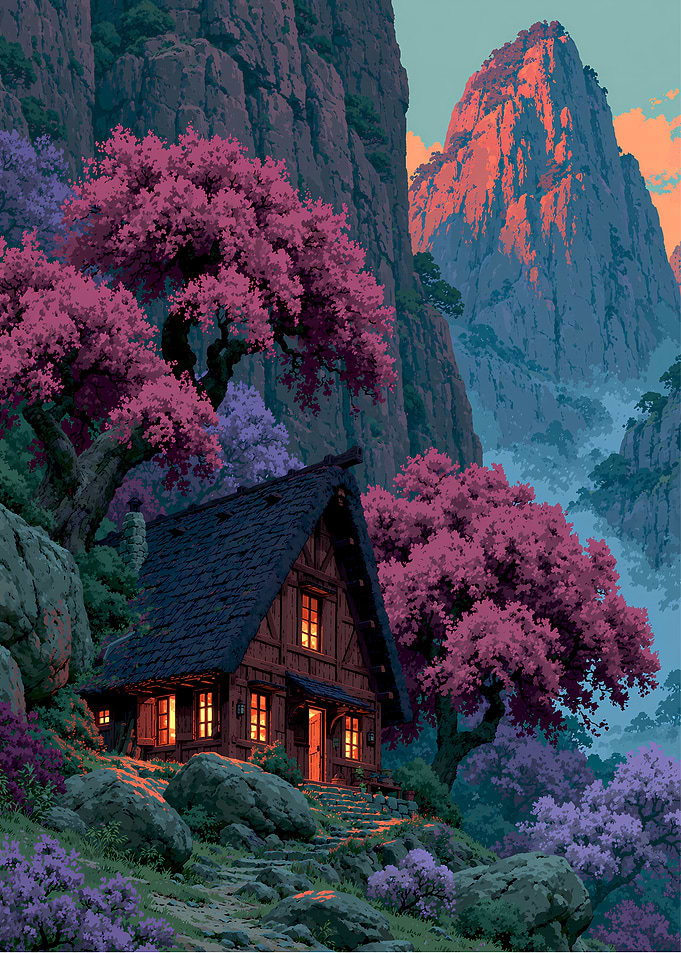 Cozy Cabin in Mountain Landscape