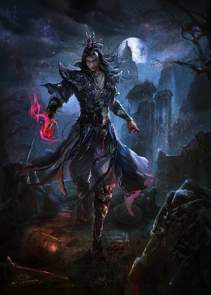Dark Fantasy Warrior with Magic Aura