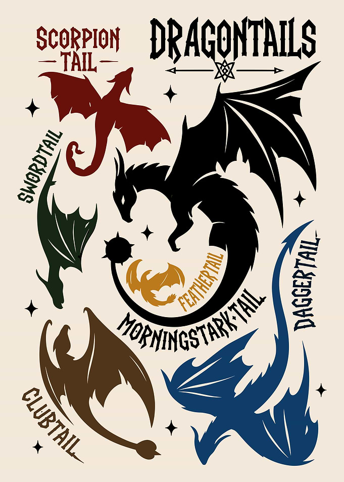 Dragon Tails Fantasy Creature Poster