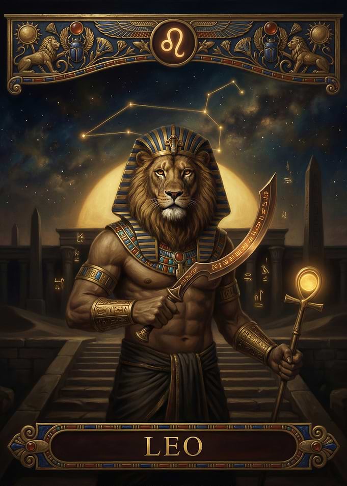 Leo Zodiac Egyptian Warrior Art