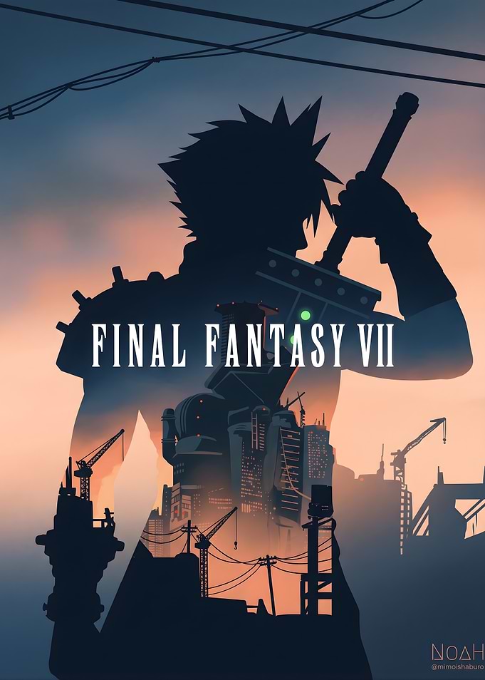 Final Fantasy VII Cloud Strife Silhouette Poster