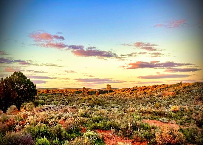 Sunset over Australian Outback Landscape