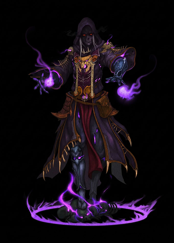 Dark Necromancer Casting Purple Magic