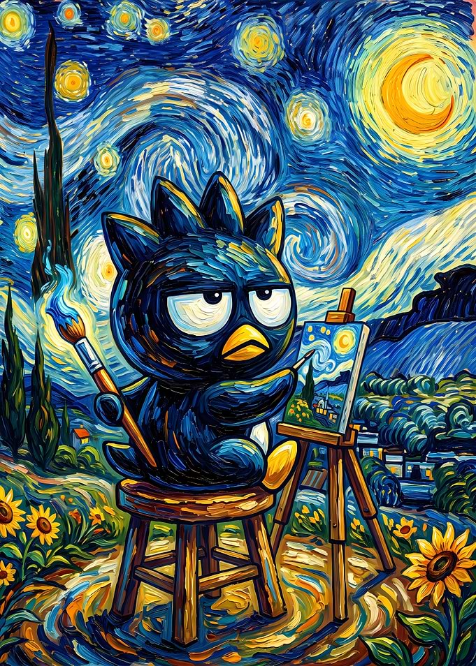 Badtz-Maru Painting Starry Night