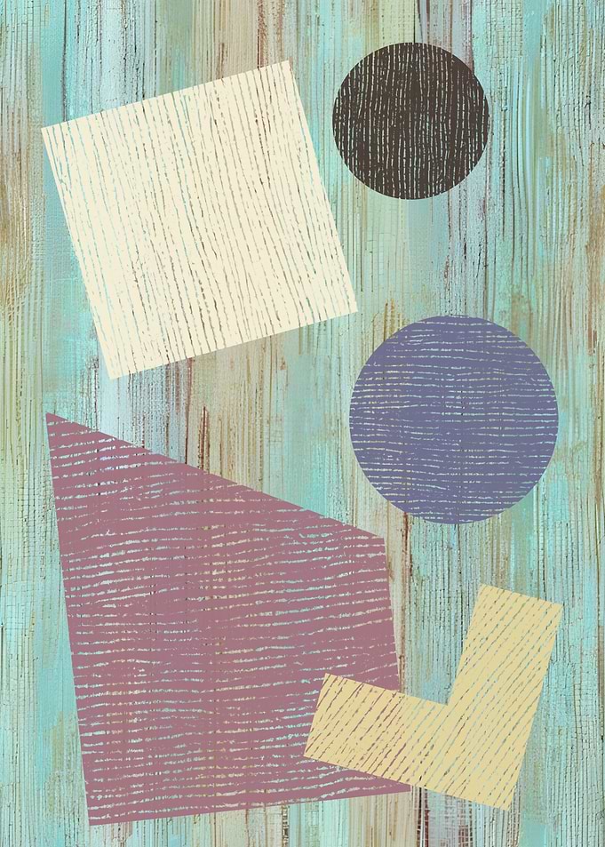 Abstract Geometric Shapes on Wood Texture