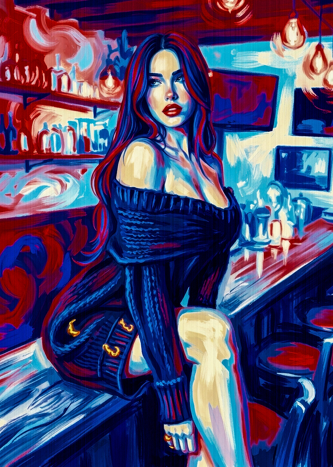 Stylized Woman at a Bar