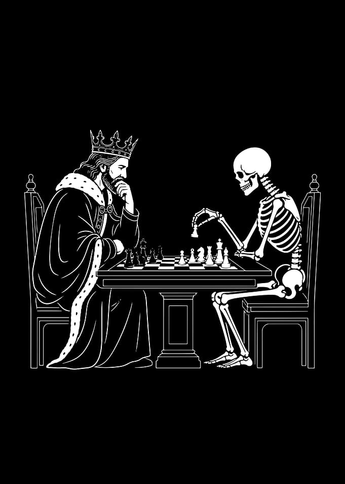 King Playing Chess Against Death