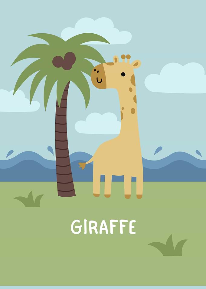 Cute Cartoon Giraffe Illustration