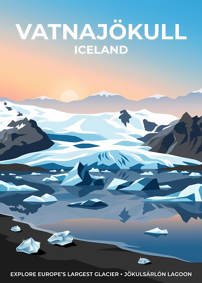 Vatnajökull Iceland Travel Poster