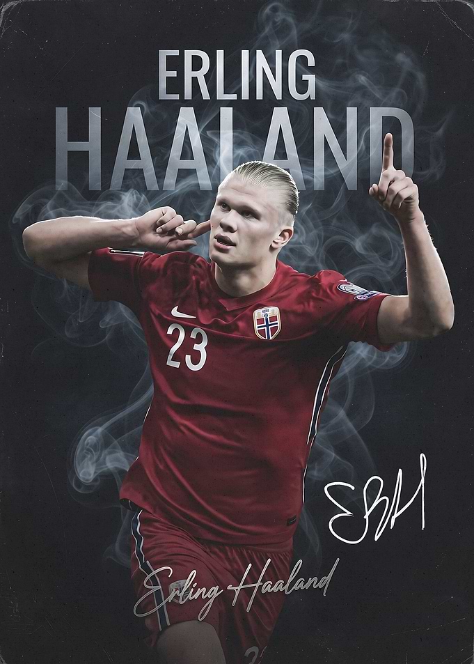 Erling Haaland Norway Football Poster