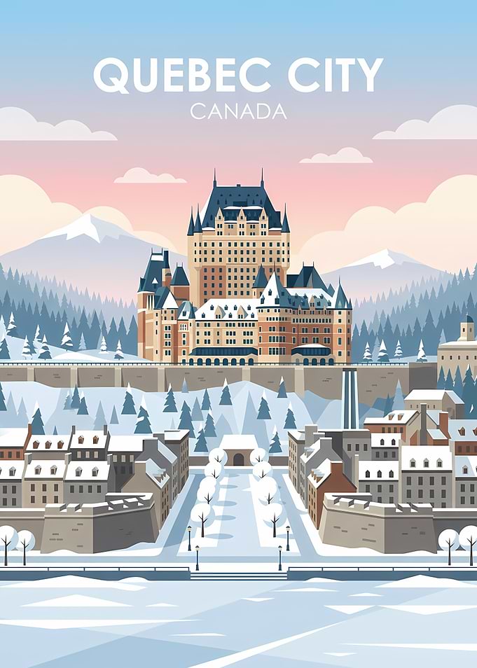 Quebec City Winter Travel Poster