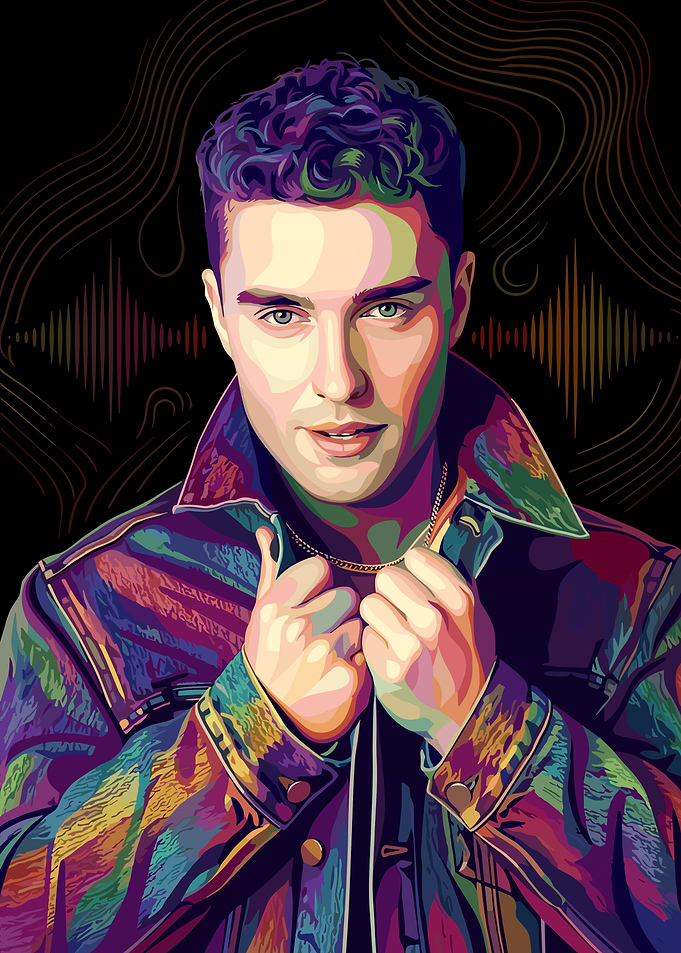 Colorful Pop Art Portrait of Sam Fender