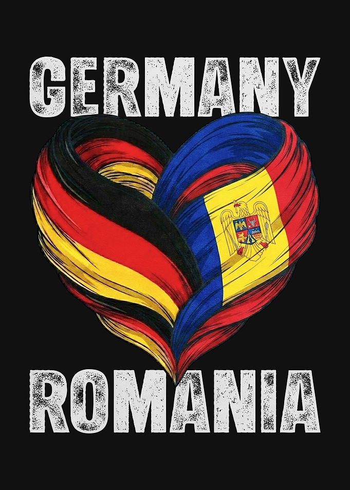 Germany and Romania Heart Flag Design