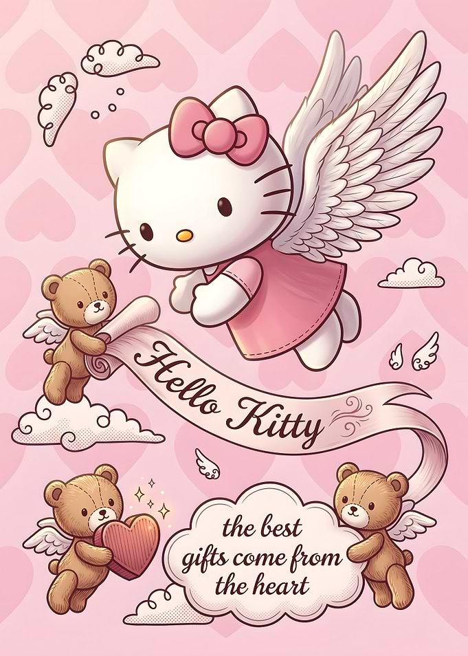 Hello Kitty Angel Valentine Illustration