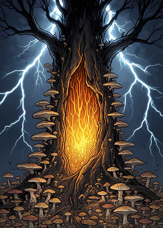 Glowing Portal Inside Ancient Tree