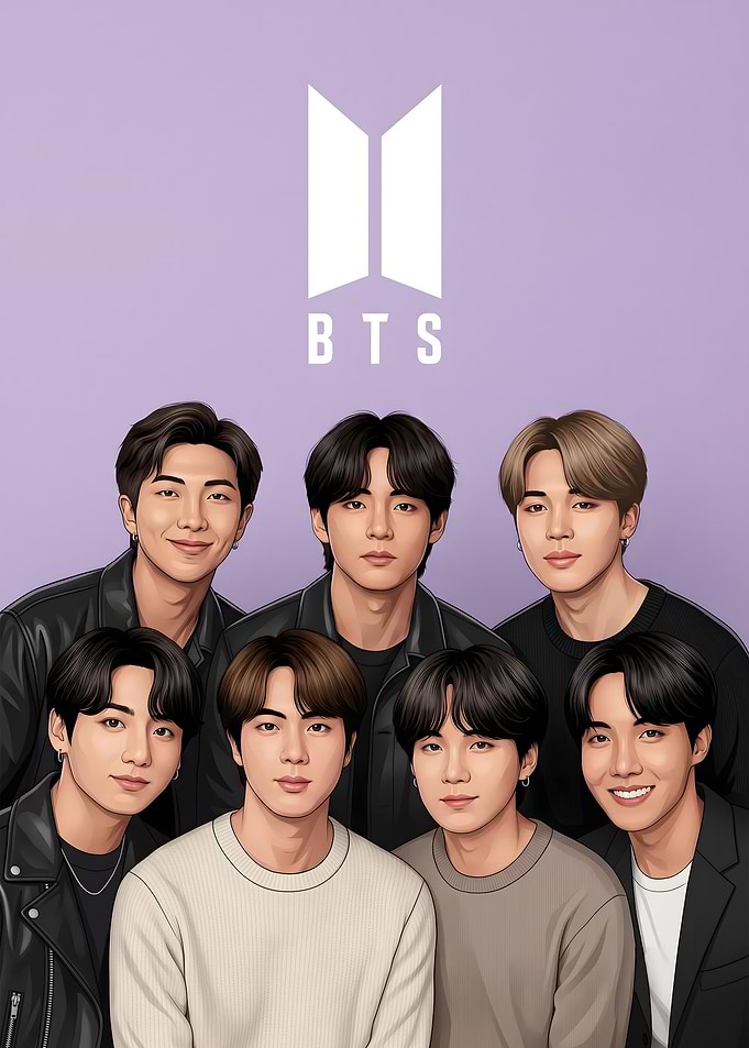 BTS Group Portrait Illustration