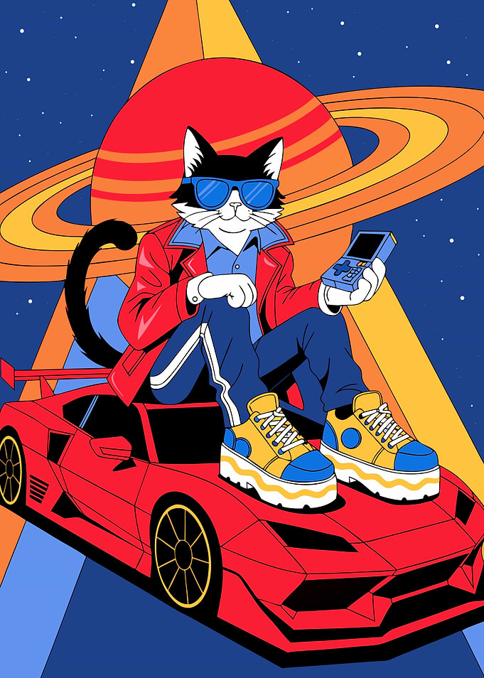 Cool Cat Gamer on Sports Car