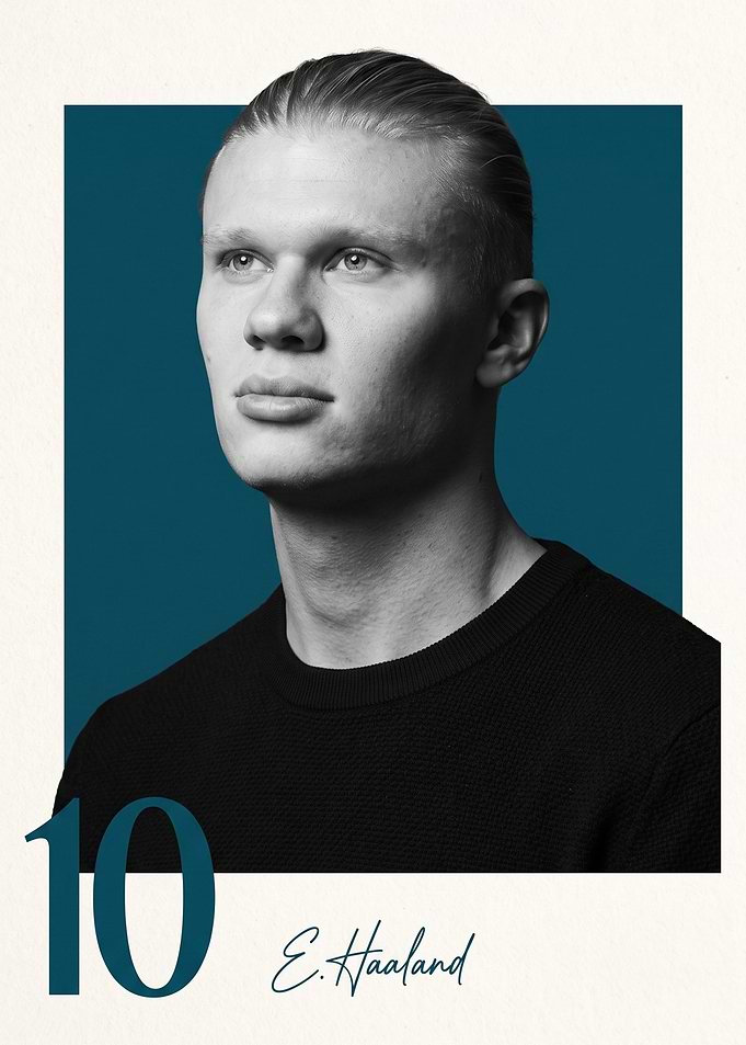 Erling Haaland Minimalist Portrait Poster