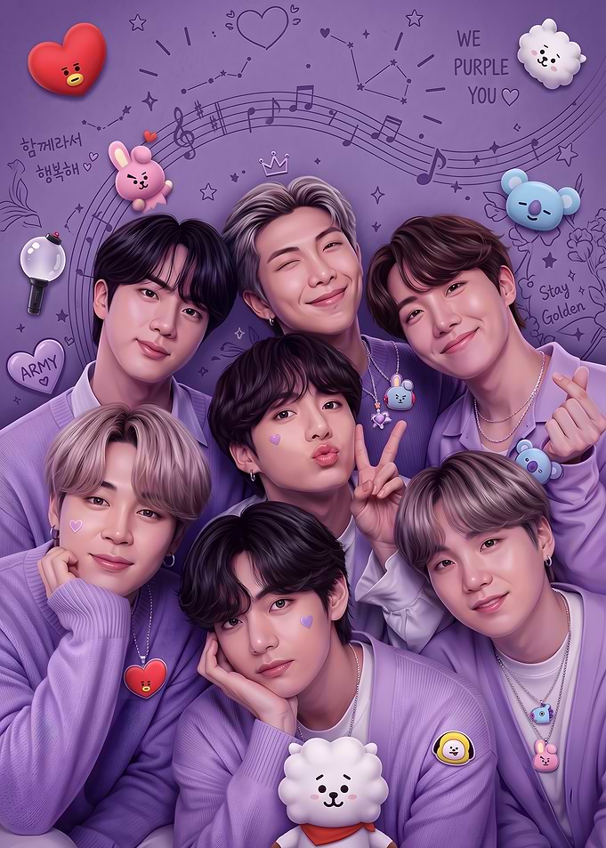 BTS Members with BT21 Characters