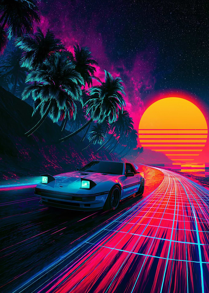 Retro Synthwave Sports Car Drive
