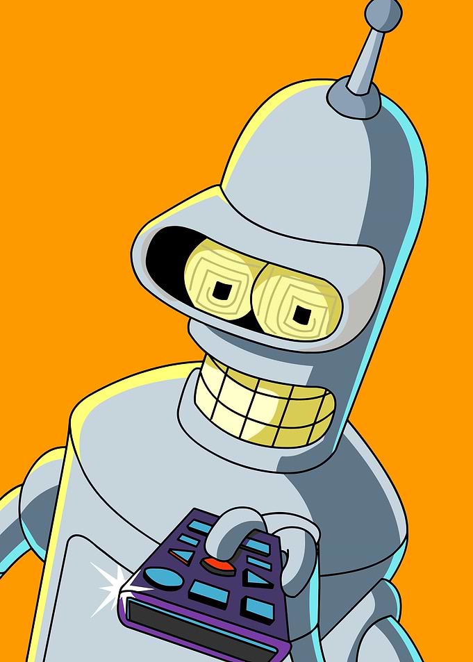 Bender from Futurama Holding Remote