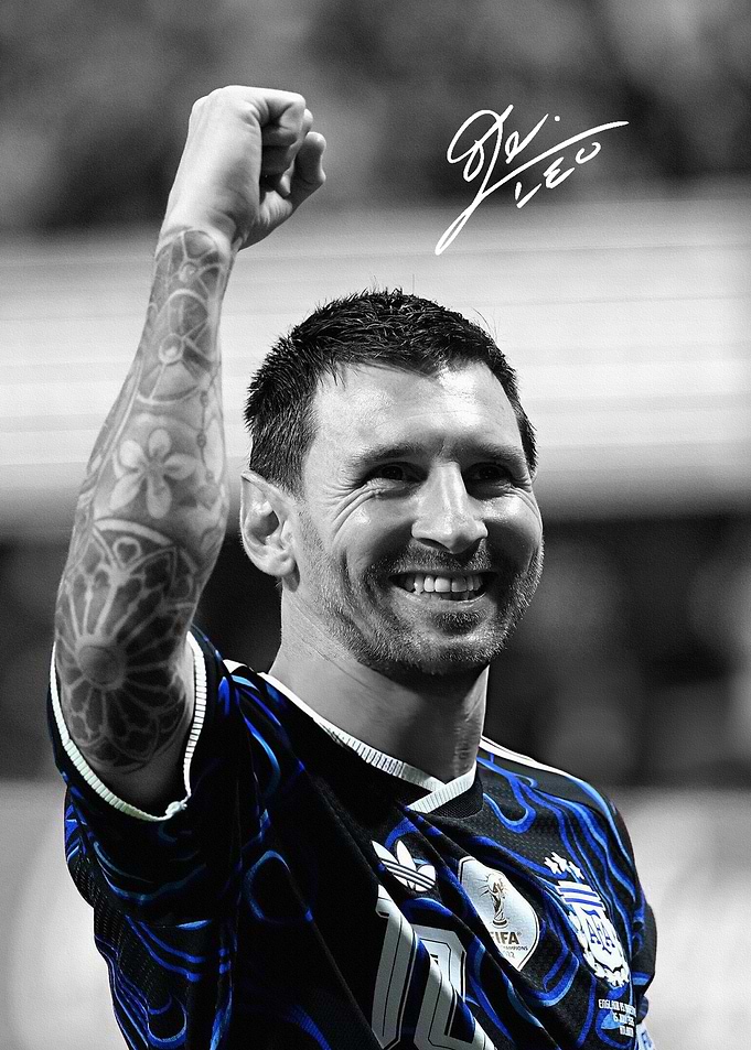 Lionel Messi Celebrating Victory Portrait