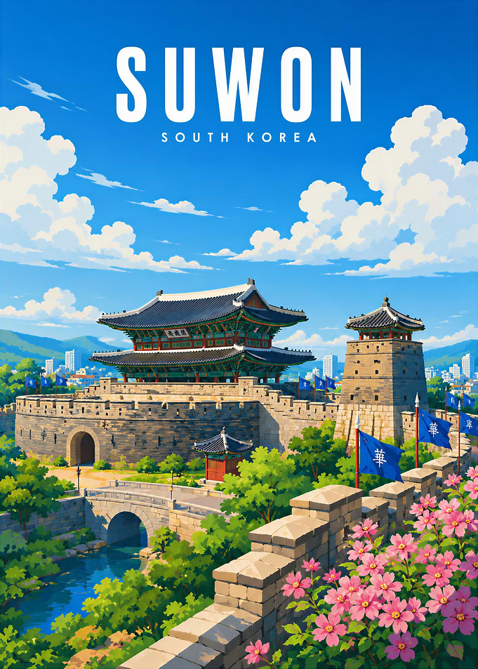 Suwon South Korea Travel Poster