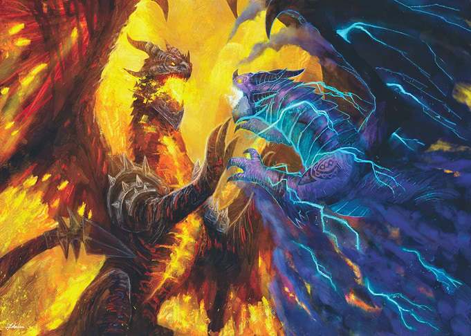 Fire and Lightning Dragon Duel