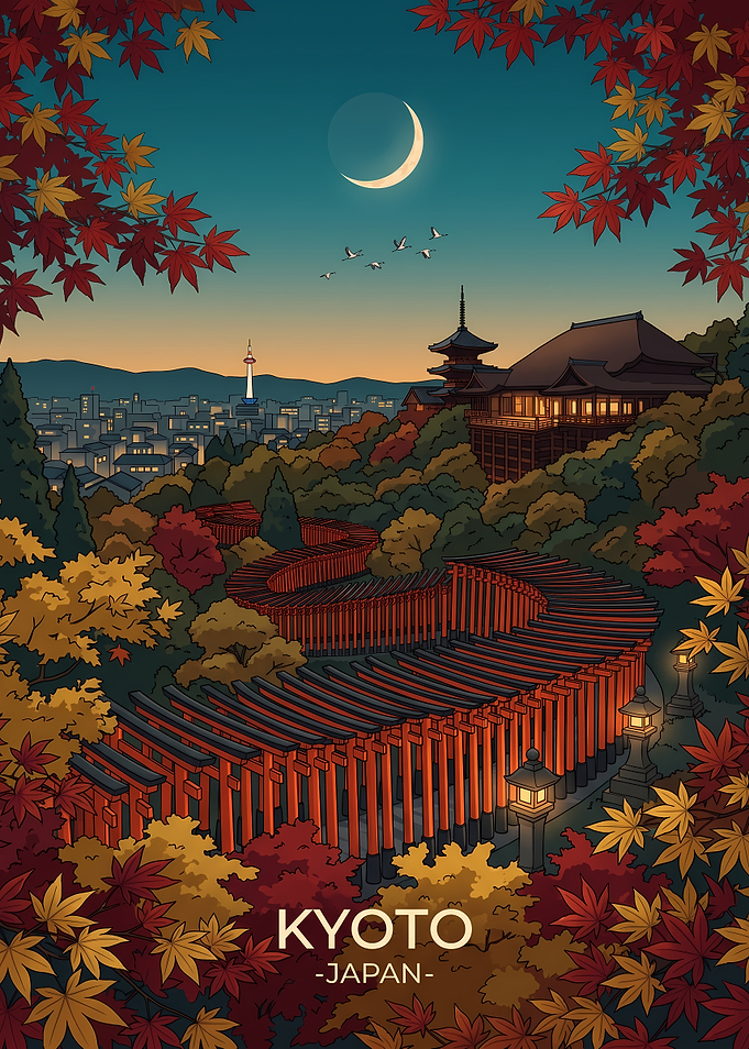 Kyoto Japan Torii Gate Landscape