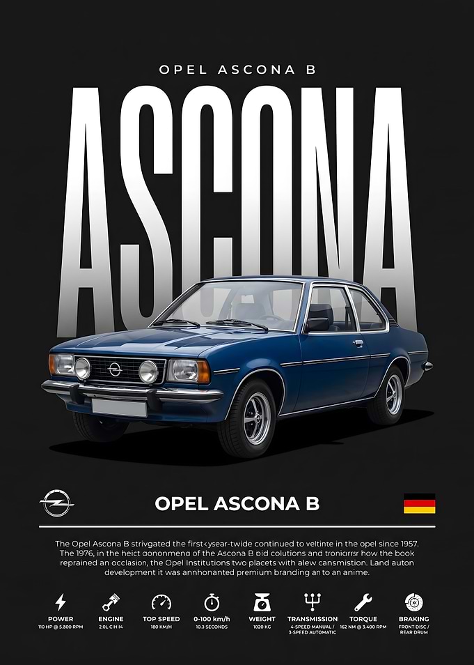 Opel Ascona B Automotive Poster