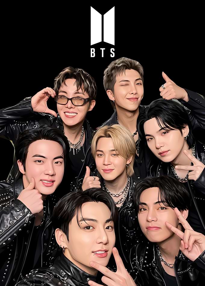 BTS Group Portrait with Logo