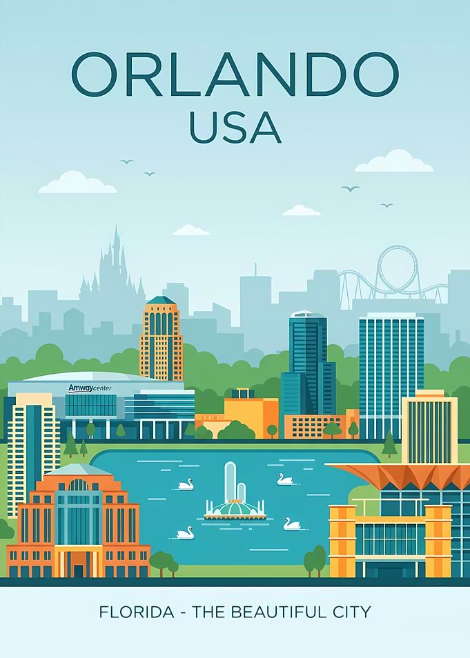 Orlando Florida City Skyline Poster