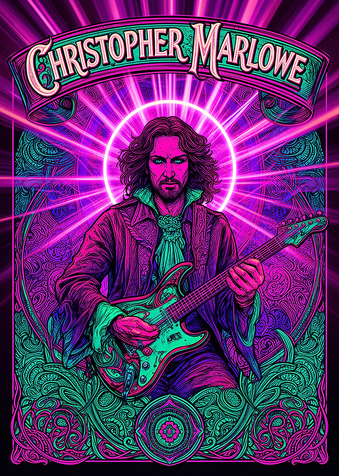 Christopher Marlowe Neon Rock Poster