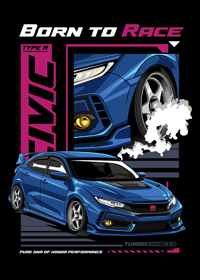 Honda Civic Type R Racing Poster