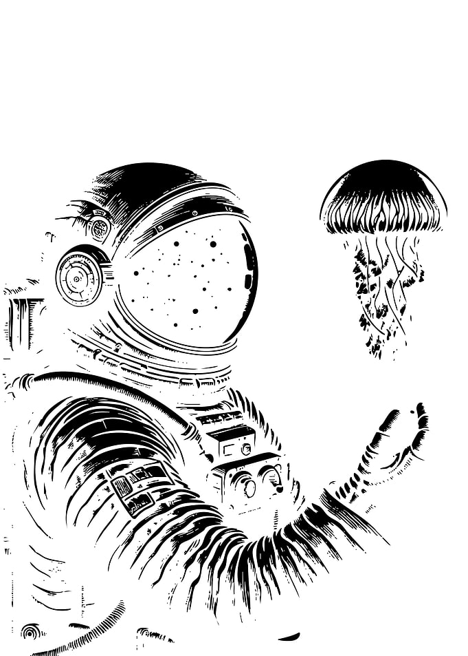 Astronaut Reaching for a Jellyfish