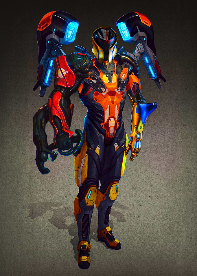 Futuristic Sci-Fi Power Armor Soldier