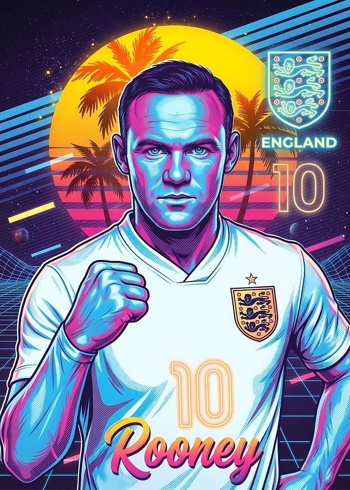 Wayne Rooney Synthwave Style Portrait
