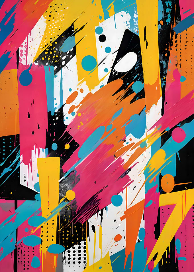 Vibrant Abstract Paint Splatter Composition