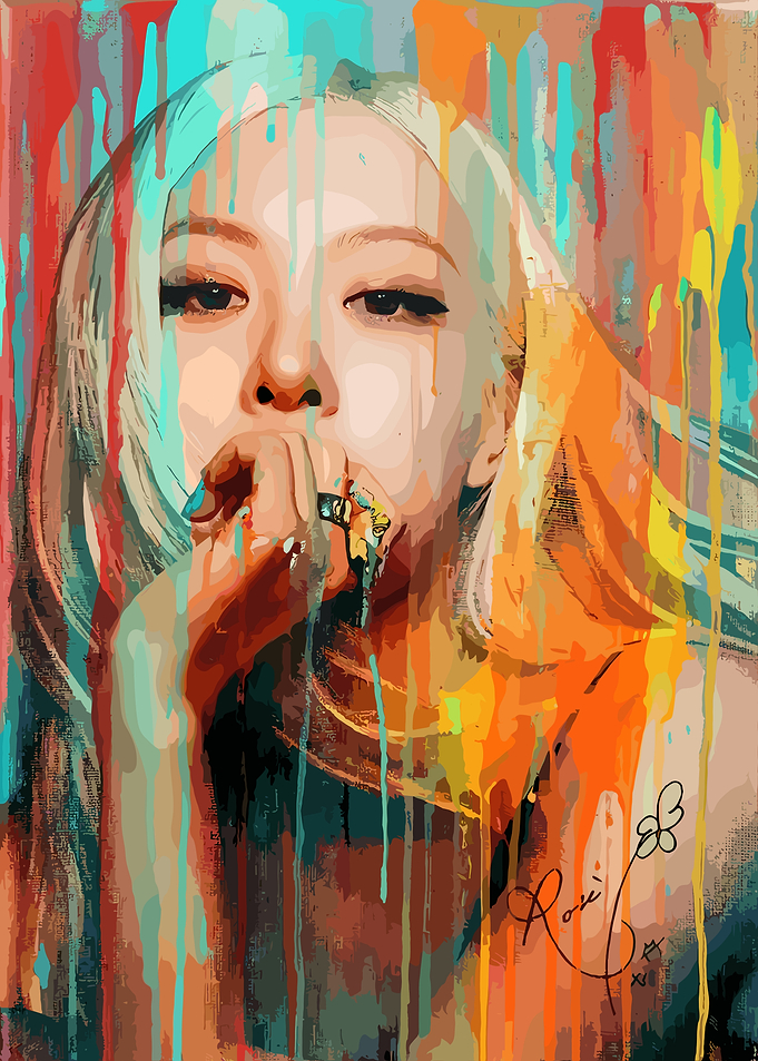 Rosé Blackpink Colorful Drip Art Portrait