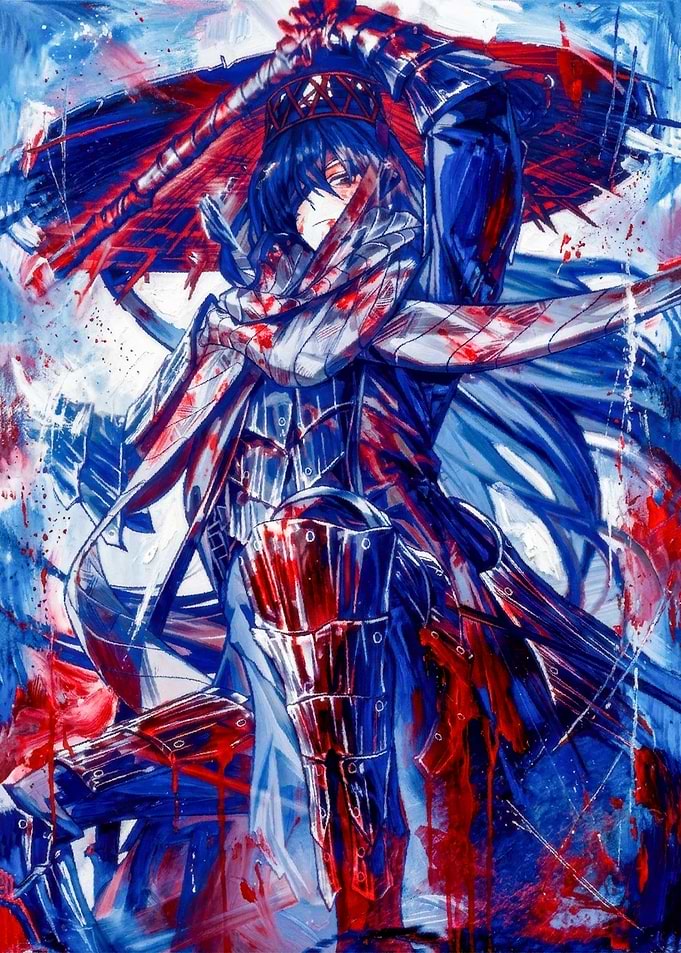 Warrior in Blood Splatter Art