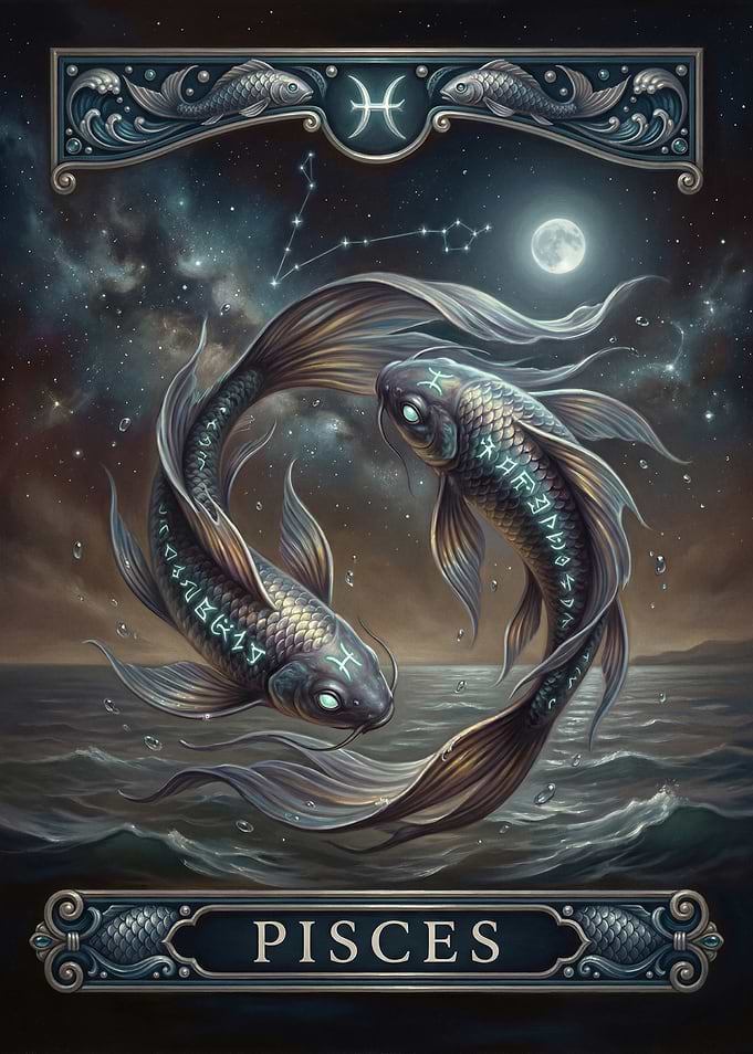 Pisces Zodiac Sign Artistic Illustration