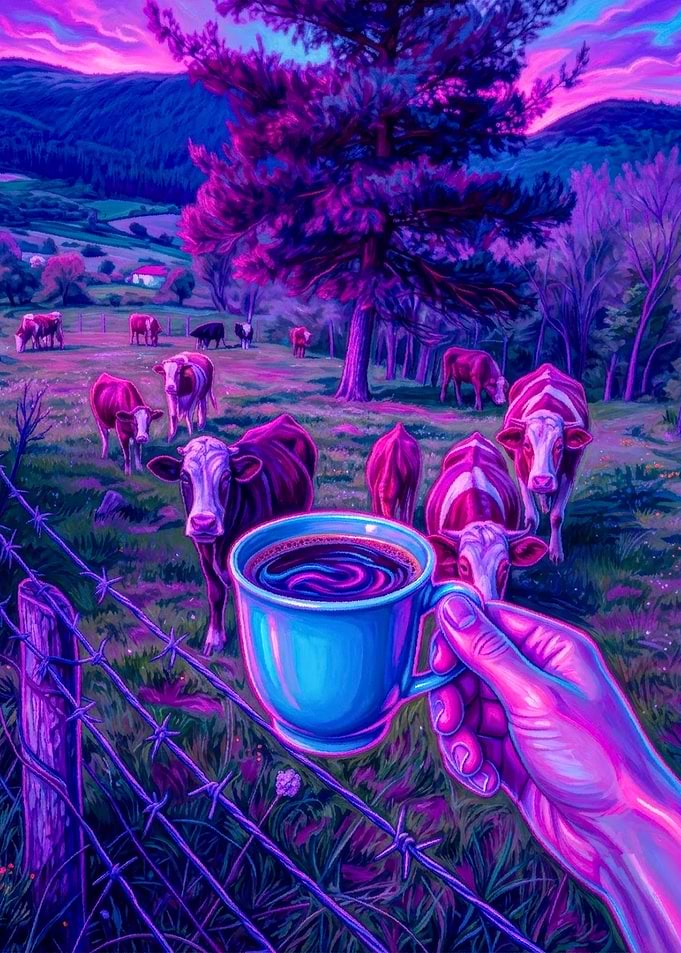 Neon Surreal Coffee in Pasture