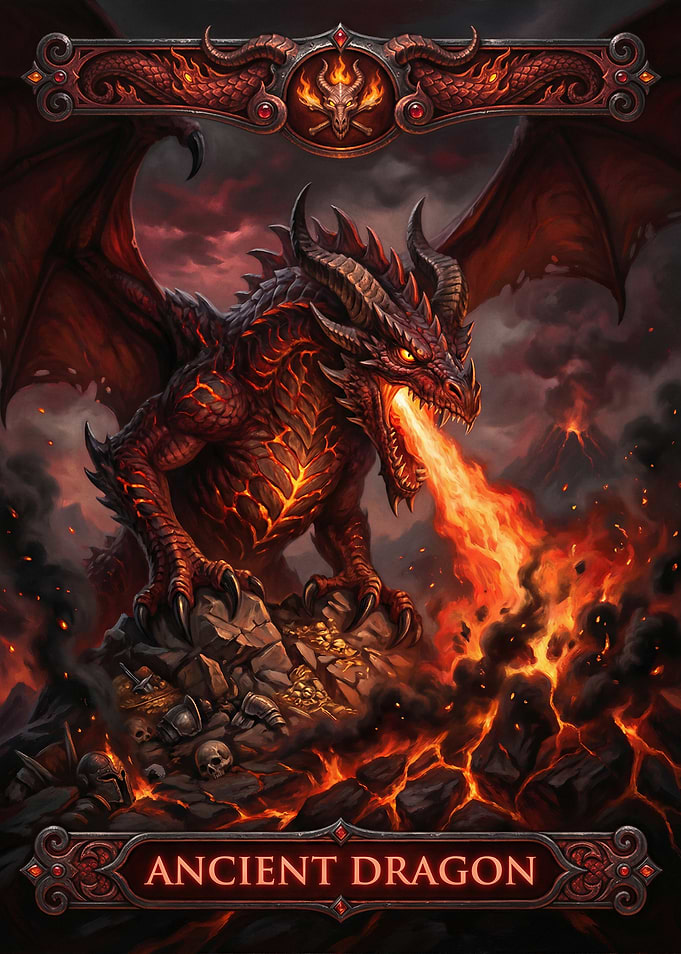 Ancient Fire Dragon Fantasy Art