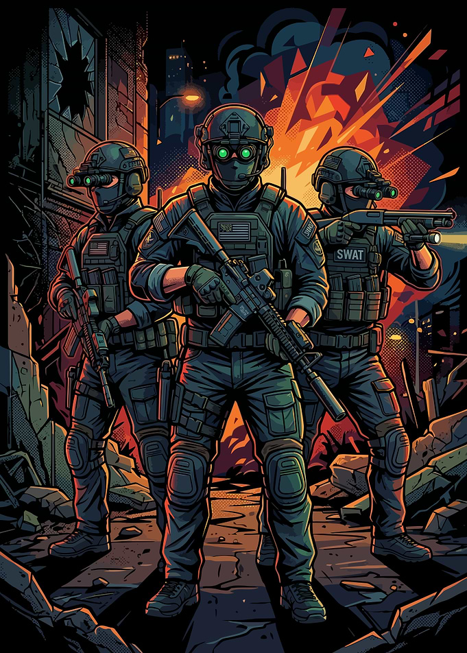 SWAT Team in Combat Zone