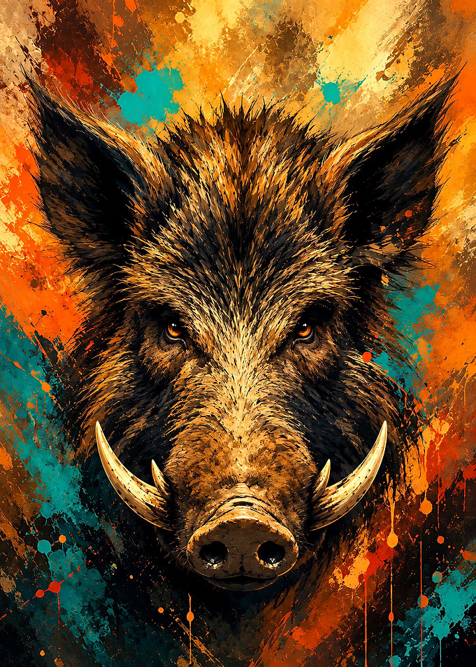 Abstract Wild Boar Portrait