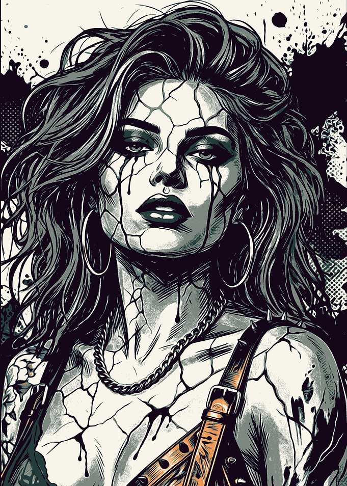 Gothic Cracked Porcelain Doll Portrait