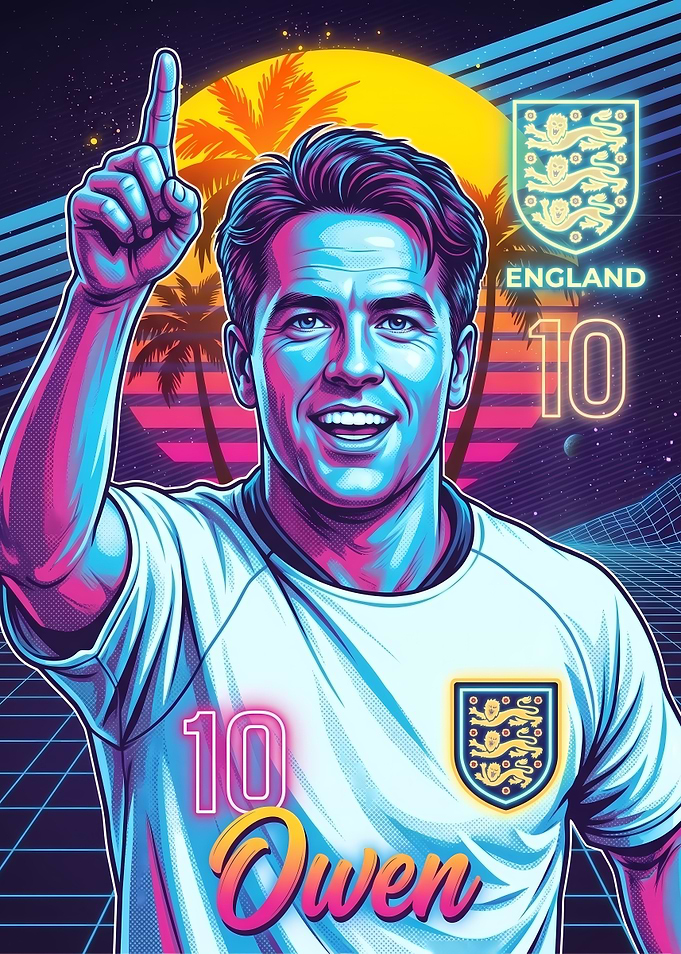 Michael Owen Retro Synthwave Poster