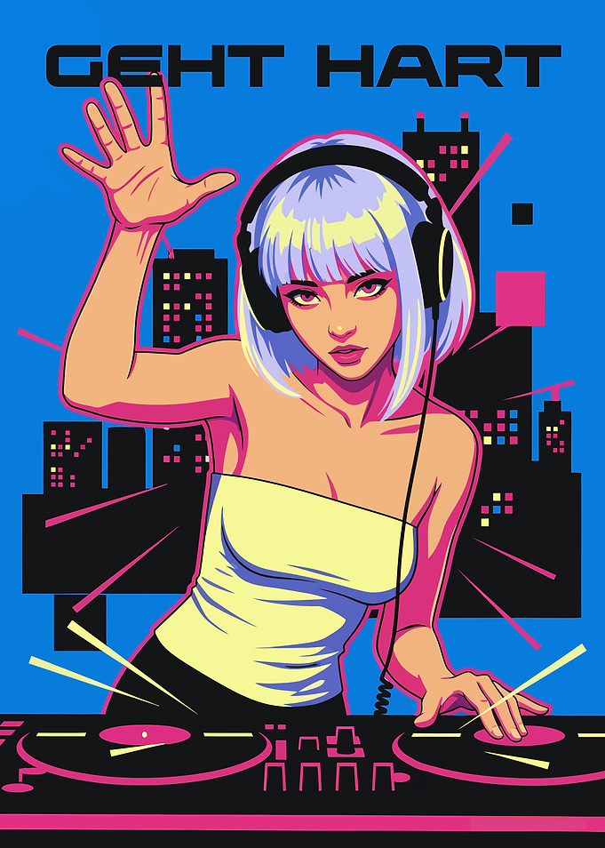 Neon Berlin DJ Girl Poster